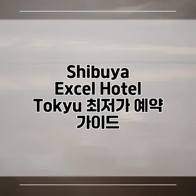Shibuya Excel Hotel Tokyu 최저가 예약 가이드