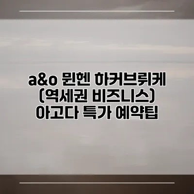 a&o 뮌헨 하커브뤼케 (역세권 비즈니스) 아고다 특가 예약팁