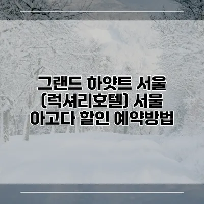 그랜드 하얏트 서울 (럭셔리호텔) 서울 아고다 할인 예약방법