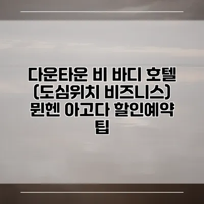 다운타운 비 바디 호텔 (도심위치 비즈니스) 뮌헨 아고다 할인예약 팁
