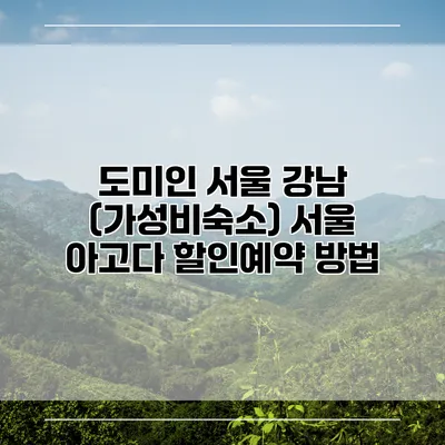 도미인 서울 강남 (가성비숙소) 서울 아고다 할인예약 방법