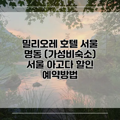 밀리오레 호텔 서울 명동 (가성비숙소) 서울 아고다 할인 예약방법