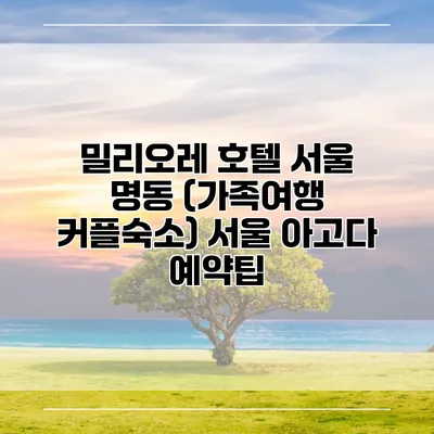 밀리오레 호텔 서울 명동 (가족여행 커플숙소) 서울 아고다 예약팁