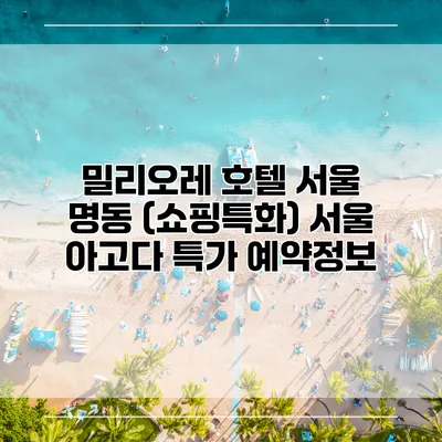 밀리오레 호텔 서울 명동 (쇼핑특화) 서울 아고다 특가 예약정보