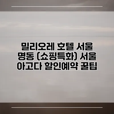 밀리오레 호텔 서울 명동 (쇼핑특화) 서울 아고다 할인예약 꿀팁
