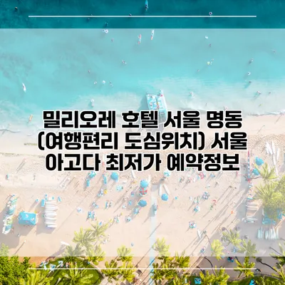 밀리오레 호텔 서울 명동 (여행편리 도심위치) 서울 아고다 최저가 예약정보