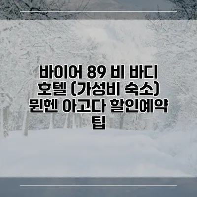 바이어 89 비 바디 호텔 (가성비 숙소) 뮌헨 아고다 할인예약 팁
