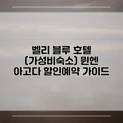 벨리 블루 호텔 (가성비숙소) 뮌헨 아고다 할인예약 가이드