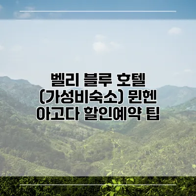 벨리 블루 호텔 (가성비숙소) 뮌헨 아고다 할인예약 팁