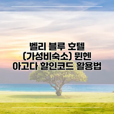 벨리 블루 호텔 (가성비숙소) 뮌헨 아고다 할인코드 활용법