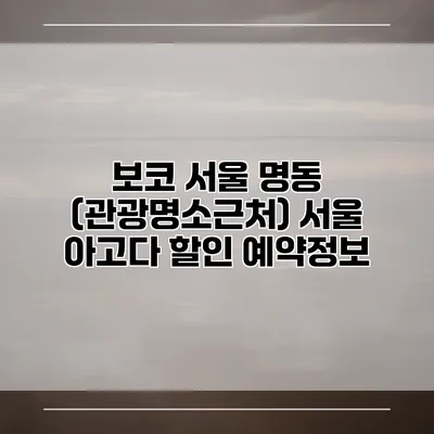 보코 서울 명동 (관광명소근처) 서울 아고다 할인 예약정보