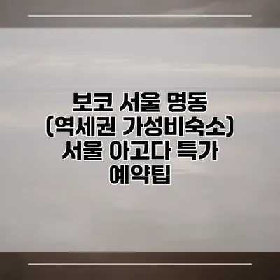 보코 서울 명동 (역세권 가성비숙소) 서울 아고다 특가 예약팁