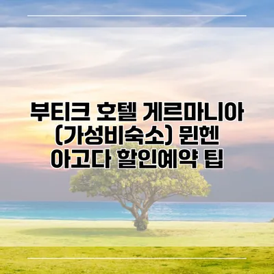 부티크 호텔 게르마니아 (가성비숙소) 뮌헨 아고다 할인예약 팁