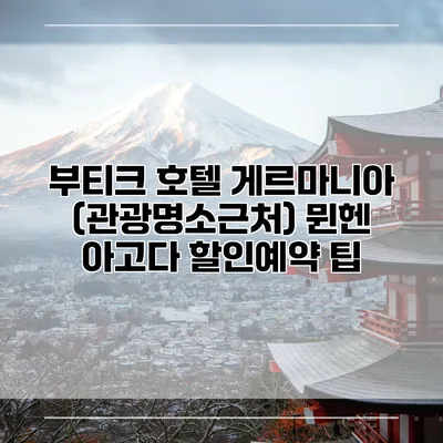 부티크 호텔 게르마니아 (관광명소근처) 뮌헨 아고다 할인예약 팁