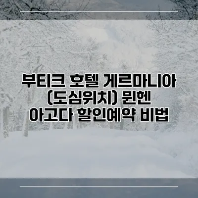 부티크 호텔 게르마니아 (도심위치) 뮌헨 아고다 할인예약 비법