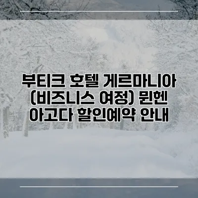 부티크 호텔 게르마니아 (비즈니스 여정) 뮌헨 아고다 할인예약 안내