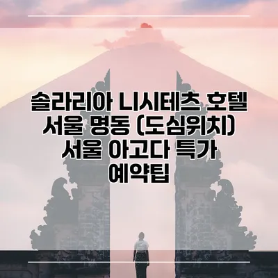 솔라리아 니시테츠 호텔 서울 명동 (도심위치) 서울 아고다 특가 예약팁