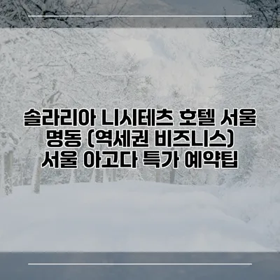 솔라리아 니시테츠 호텔 서울 명동 (역세권 비즈니스) 서울 아고다 특가 예약팁