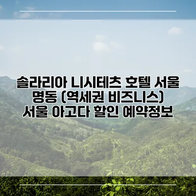 솔라리아 니시테츠 호텔 서울 명동 (역세권 비즈니스) 서울 아고다 할인 예약정보