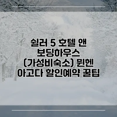 쉴러 5 호텔 앤 보딩하우스 (가성비숙소) 뮌헨 아고다 할인예약 꿀팁