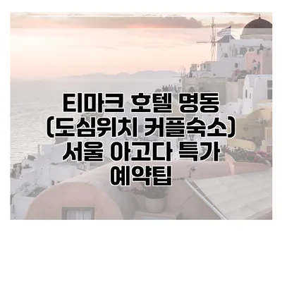 티마크 호텔 명동 (도심위치 커플숙소) 서울 아고다 특가 예약팁