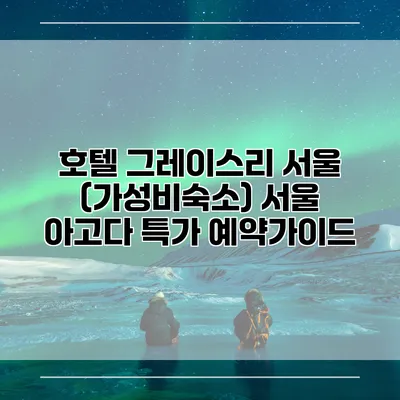 호텔 그레이스리 서울 (가성비숙소) 서울 아고다 특가 예약가이드
