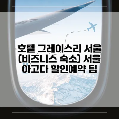 호텔 그레이스리 서울 (비즈니스 숙소) 서울 아고다 할인예약 팁