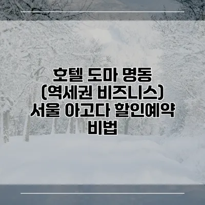 호텔 도마 명동 (역세권 비즈니스) 서울 아고다 할인예약 비법