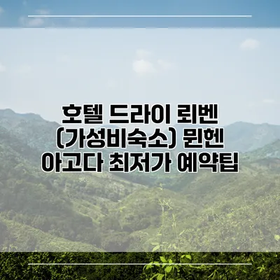호텔 드라이 뢰벤 (가성비숙소) 뮌헨 아고다 최저가 예약팁