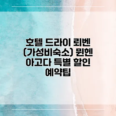 호텔 드라이 뢰벤 (가성비숙소) 뮌헨 아고다 특별 할인 예약팁
