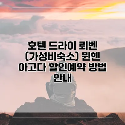 호텔 드라이 뢰벤 (가성비숙소) 뮌헨 아고다 할인예약 방법 안내