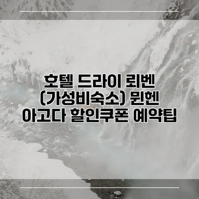 호텔 드라이 뢰벤 (가성비숙소) 뮌헨 아고다 할인쿠폰 예약팁