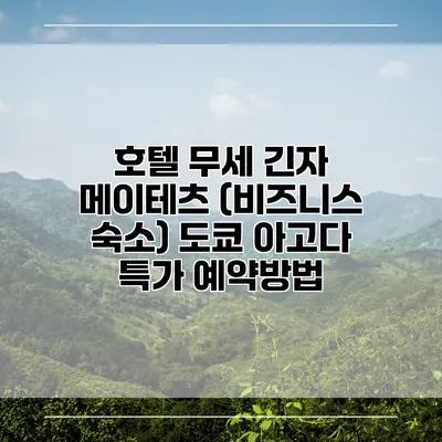 호텔 무세 긴자 메이테츠 (비즈니스 숙소) 도쿄 아고다 특가 예약방법