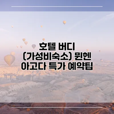 호텔 버디 (가성비숙소) 뮌헨 아고다 특가 예약팁