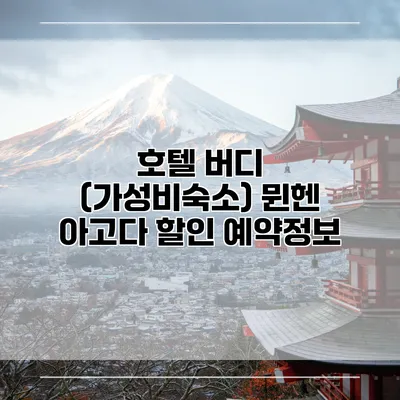 호텔 버디 (가성비숙소) 뮌헨 아고다 할인 예약정보