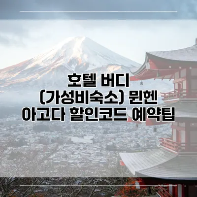 호텔 버디 (가성비숙소) 뮌헨 아고다 할인코드 예약팁