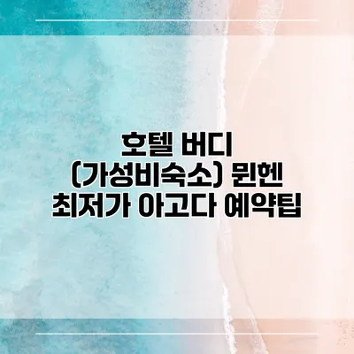 호텔 버디 (가성비숙소) 뮌헨 최저가 아고다 예약팁