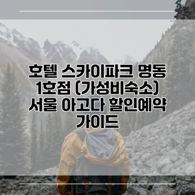호텔 스카이파크 명동 1호점 (가성비숙소) 서울 아고다 할인예약 가이드