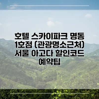 호텔 스카이파크 명동 1호점 (관광명소근처) 서울 아고다 할인코드 예약팁