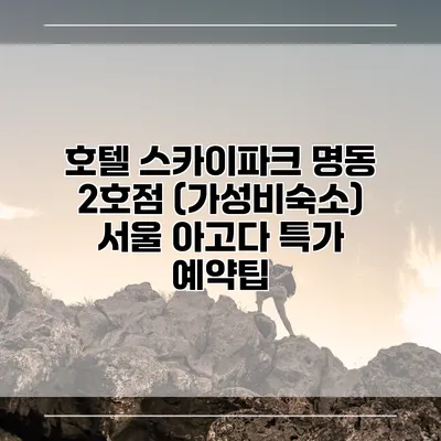 호텔 스카이파크 명동 2호점 (가성비숙소) 서울 아고다 특가 예약팁