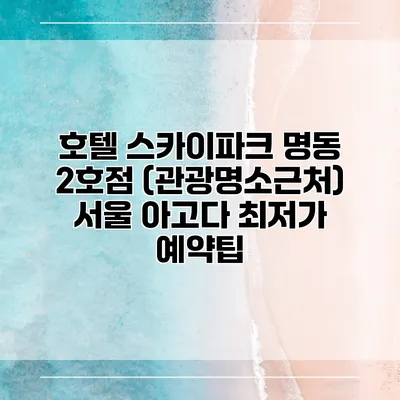 호텔 스카이파크 명동 2호점 (관광명소근처) 서울 아고다 최저가 예약팁