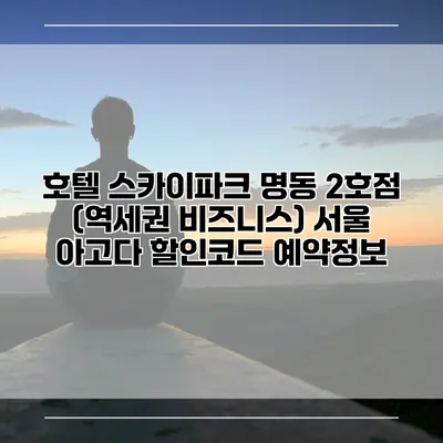 호텔 스카이파크 명동 2호점 (역세권 비즈니스) 서울 아고다 할인코드 예약정보