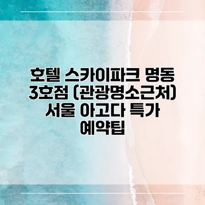 호텔 스카이파크 명동 3호점 (관광명소근처) 서울 아고다 특가 예약팁
