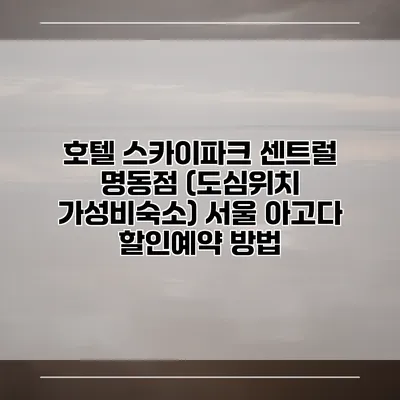 호텔 스카이파크 센트럴 명동점 (도심위치 가성비숙소) 서울 아고다 할인예약 방법