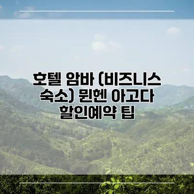 호텔 암바 (비즈니스 숙소) 뮌헨 아고다 할인예약 팁
