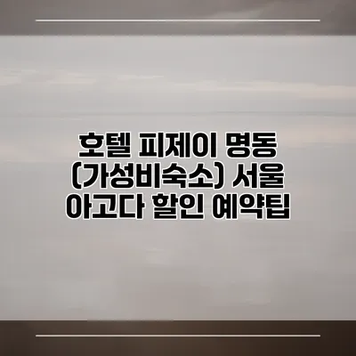 호텔 피제이 명동 (가성비숙소) 서울 아고다 할인 예약팁